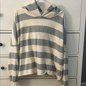 BUCKETLIST Gray and Cream Striped Hoodie